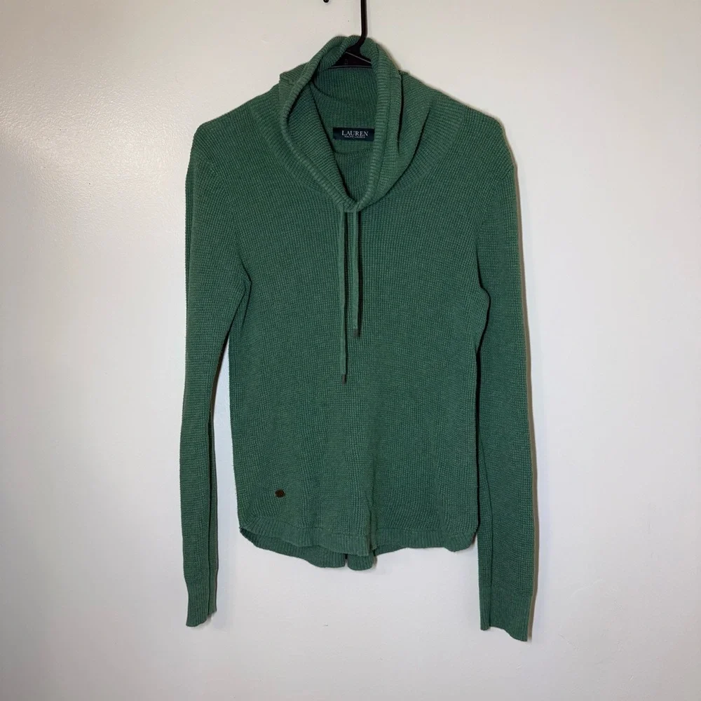 Lauren Ralph Lauren Green Cowl Neck Sweater - Picture 1 of 5